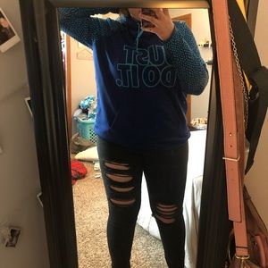 Teal and Blue Nike Therma-Fit Hoodie